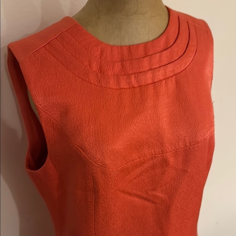 Tory Burch sz 10 Elegant Orange Sleeveless Dress cotton wool silk great cond - Picture 3 of 7